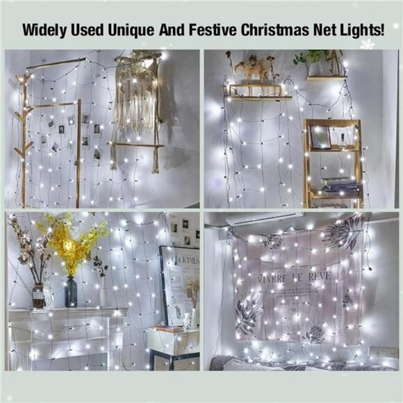 Led White Christmas Net Lights Outdoor Christmas Bushes Lights 120Led 6ftx5ft - Picture 2 of 8
